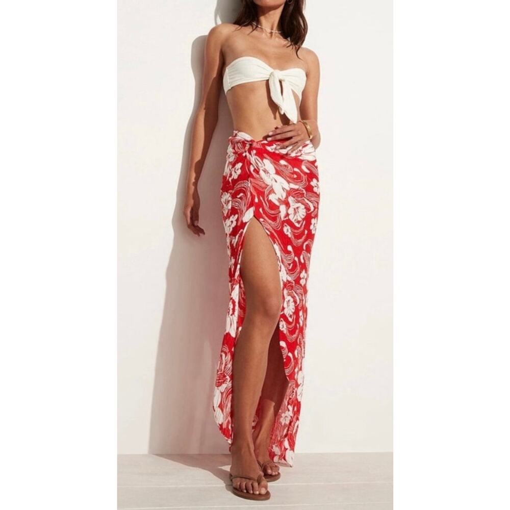 Revolve Faithfull the Brand Lulu Maxi Skirt Camara Floral Red White Hawaiian 10 - Picture 2 of 8